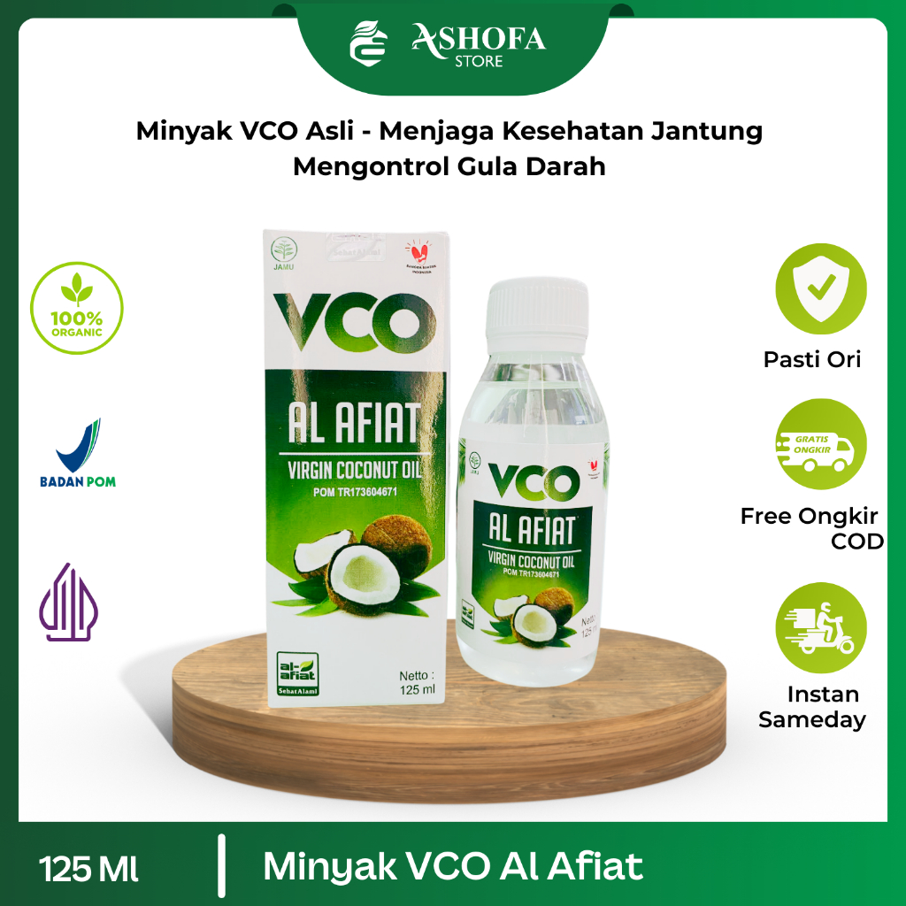 

Minyak VCO Al Afiat 125 ml Minyak Kelapa Murni Meningaktan Imunitas Menurunkan Kolesterol dan Gula