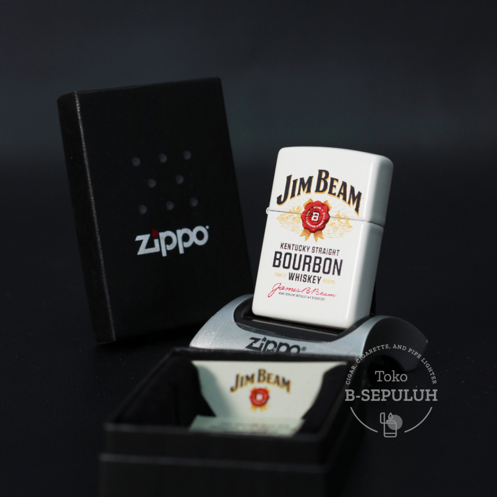 Zippo Jim Beam Label Logo White Matte 48317