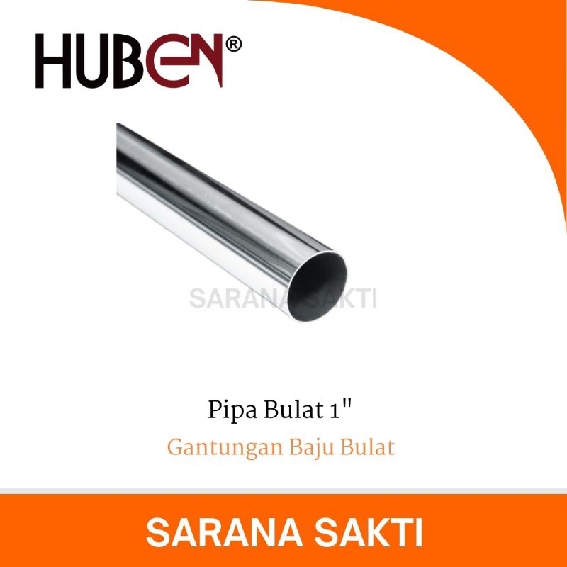Pipa Bulat Besi Chrome HUBEN PSS | Pipa Gantungan Baju / Lemari