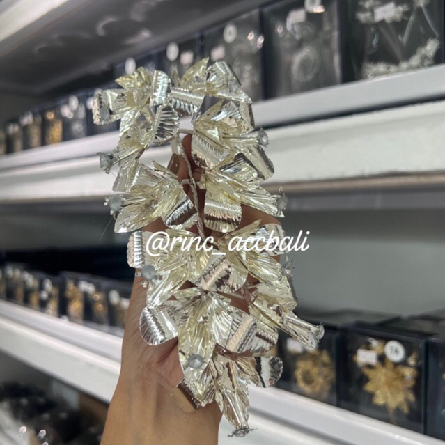 Semanggi Silver Bunga Anggrek Deret 2 Premium / Bunga Sanggul Bali Modern / hiasan rambut wanita / h