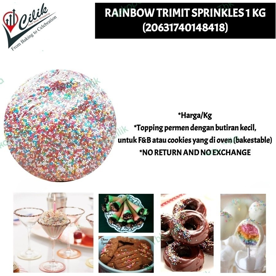 

rainbow+mix+trimit+sprinkle+1 kg+topping+cookies+coklat+cupcake+kue+es