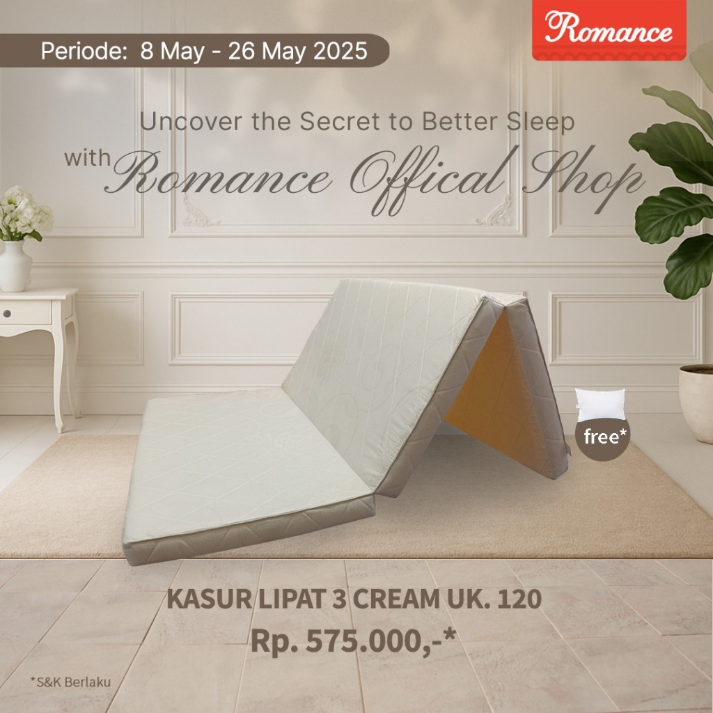 Kasur Lipat 3 Romance Grosir Uk. 120 X 190 X 8 cm