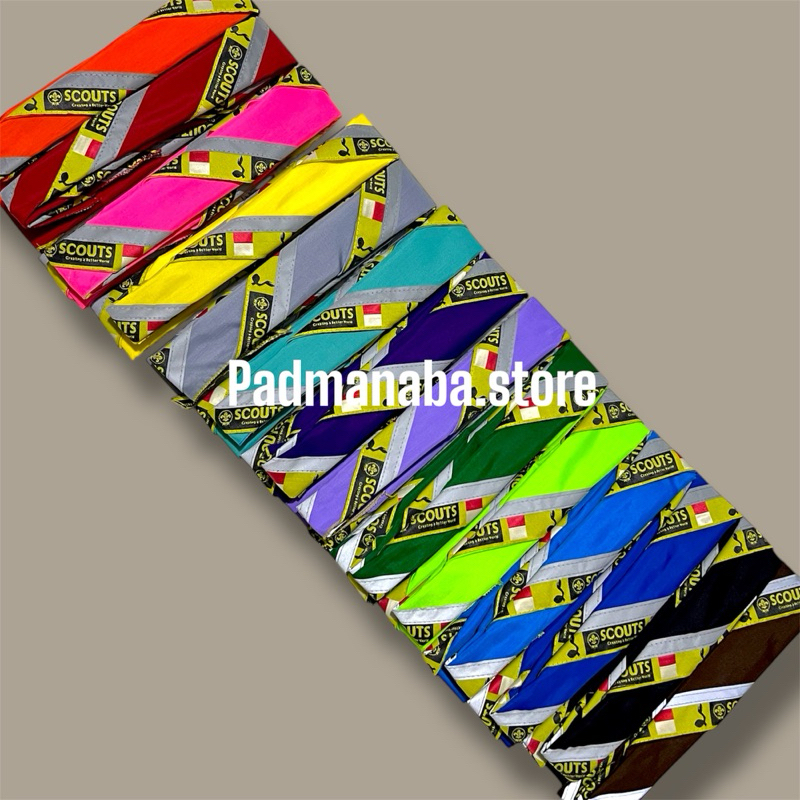 WOSM BORDIR,SCARF PRAMUKA LIST SCOUT KUNING WOSM BORDIR BUKAN SABLON  Scraf pramuka scout kuning / S