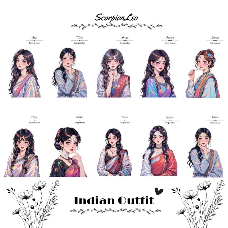 

Sticker Girl Indian Outfit for journaling | Scrapbooking | Aesthrtic Sticker