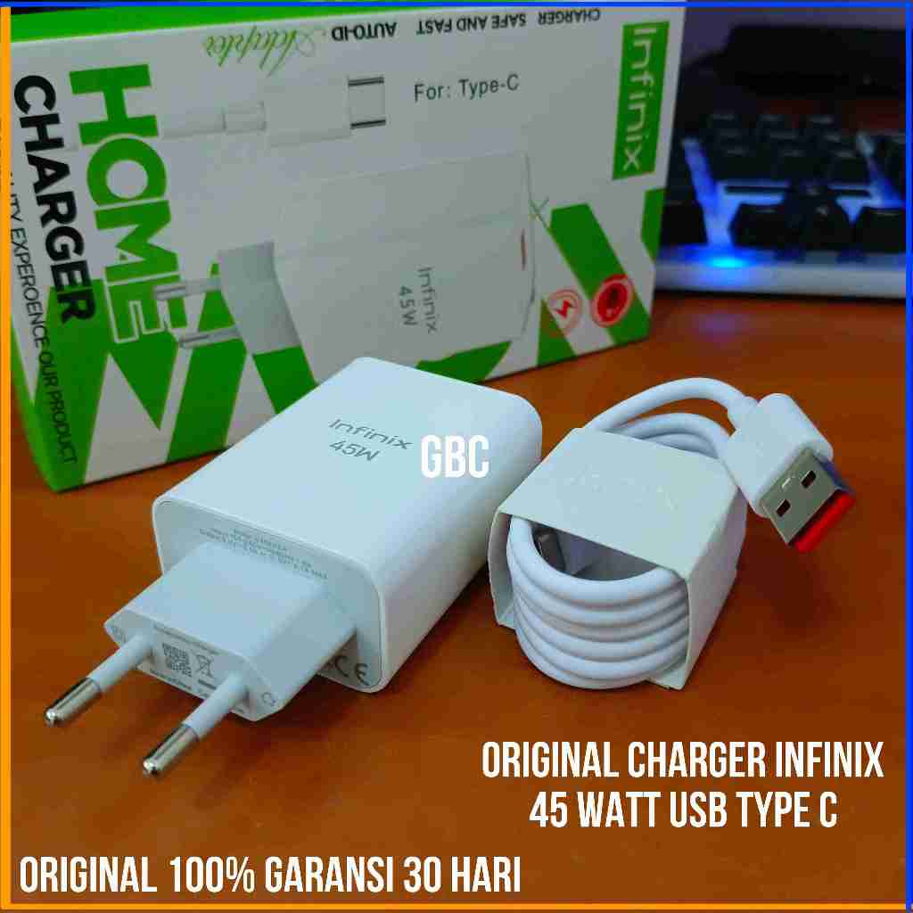 ORIGINAL Charger Infinix Not 50 ORIGINAL 100% Casan Infinix Fast Charging 45 Watt USB Type C