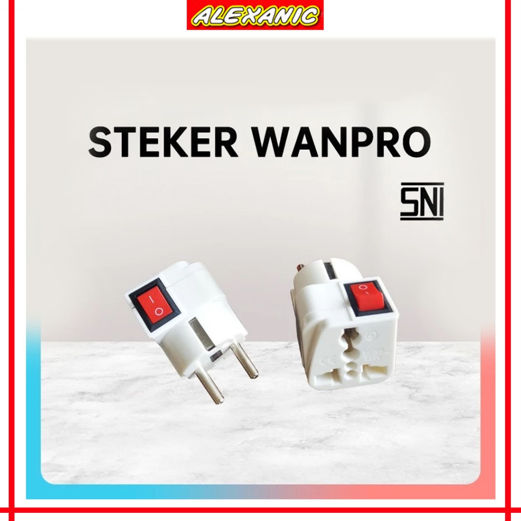 Steker Listrik dengan Switch On Off | Steker Kaki 3 Arde Colokan Listrik dengan Tombol Switch On Off