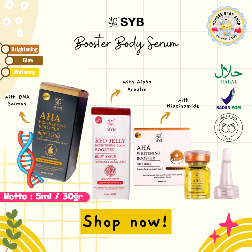 SYB BODY SERUM Booster Serum Badan 5ml 30ml with DNA Salmon Brightening Glow & Moisturizing AHA