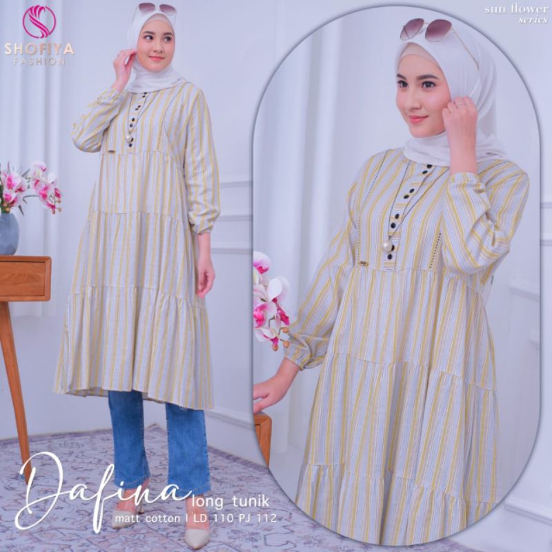 Long Tunik  Lebaran Terbaru Terlaris Dafina Long Tunik original by shofiya