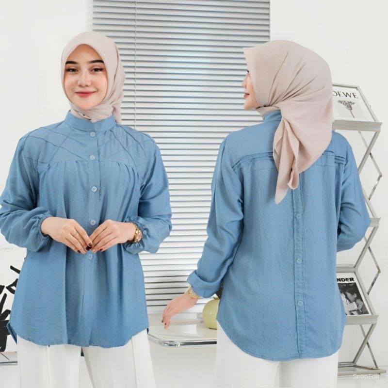 mona Blouse Rempel Kancing Belakang ld110 dan ld120 Atasan pololinen terbaru