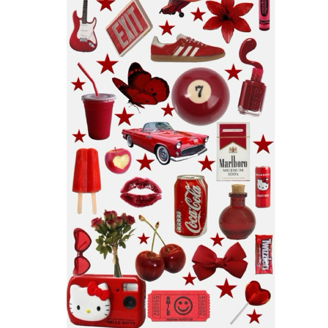 

50 PCS Stiker Y2K Red Merah Aesthetic free 7 random stiker laptop anti luntur