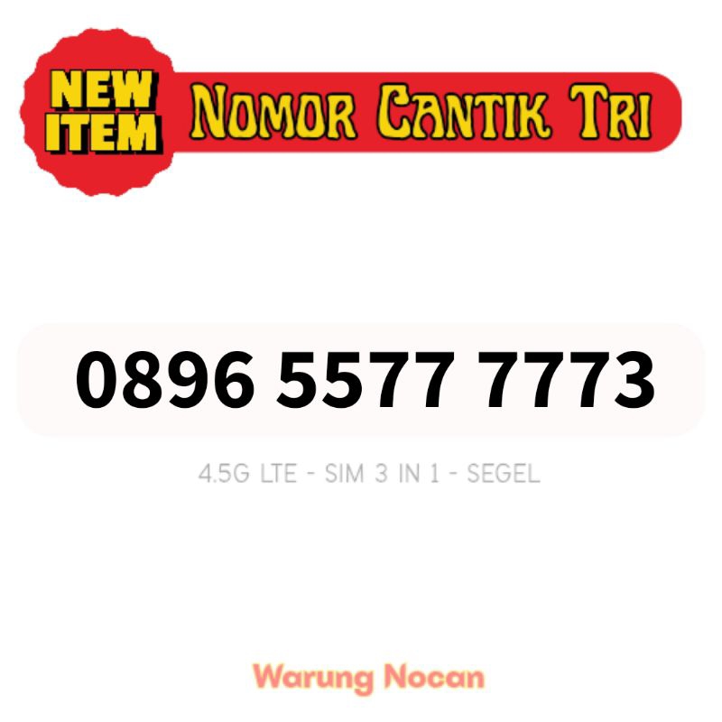 Kartu perdana 3 cantik nomor cantik tri three No cantik tri 77777