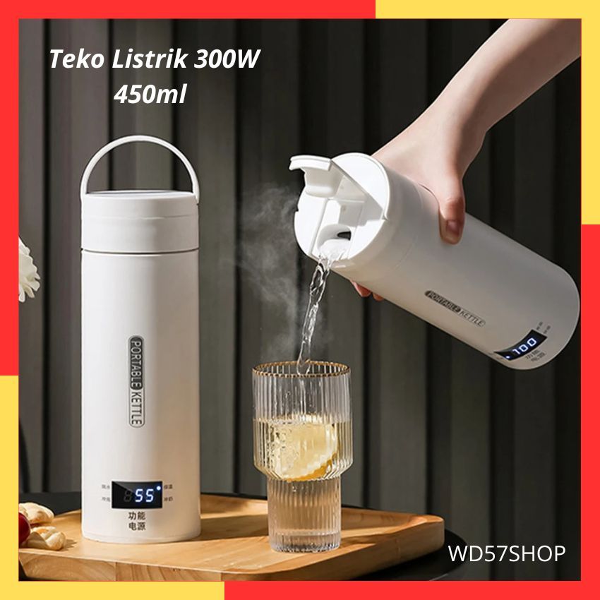 Teko Termos Listrik Pemanas Air Mini Electric Kettle 300W 450ml
