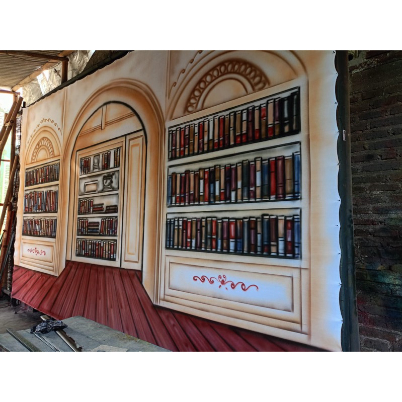 Background foto Rak Buku wisuda