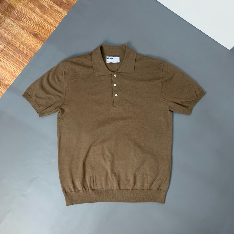 KAOS KERAH RAJUT KNITWEAR PRIA LENGAN PENDEK - BROWN