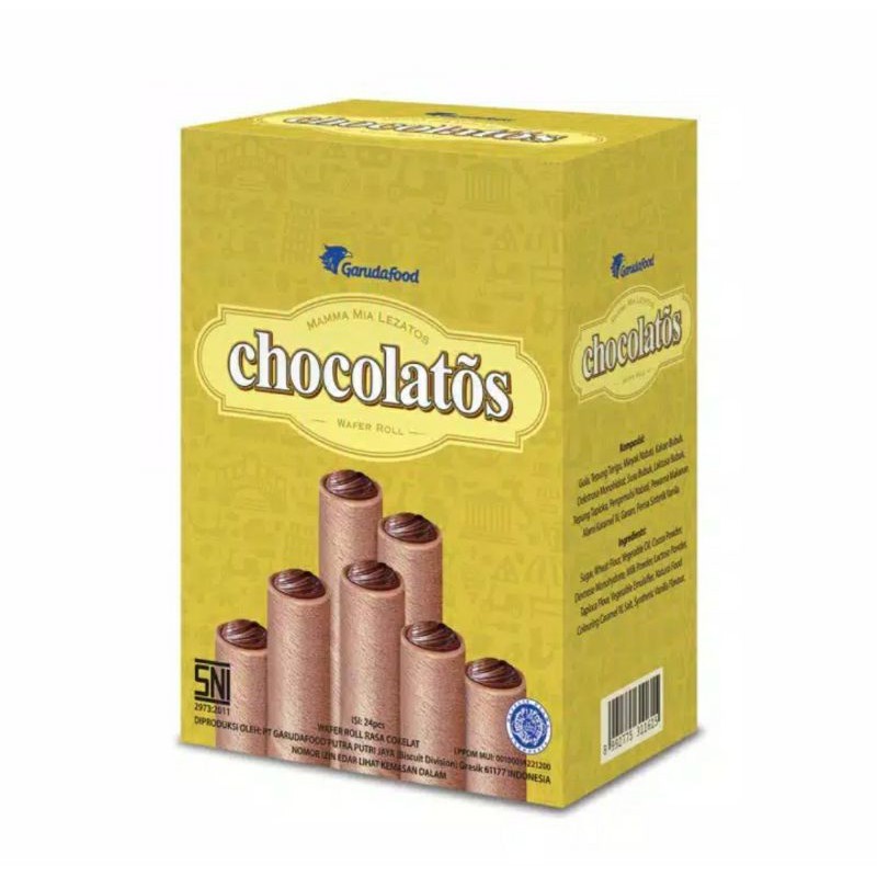 

CHOCOLATOS WAFER STICK 24x8gr (1box24 pcs) SUDAH GRATIS PACKING DUS