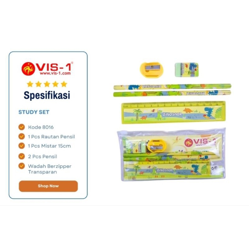 

Mistar set Vis-1 Pensil Peruncing Mistar 15 cm