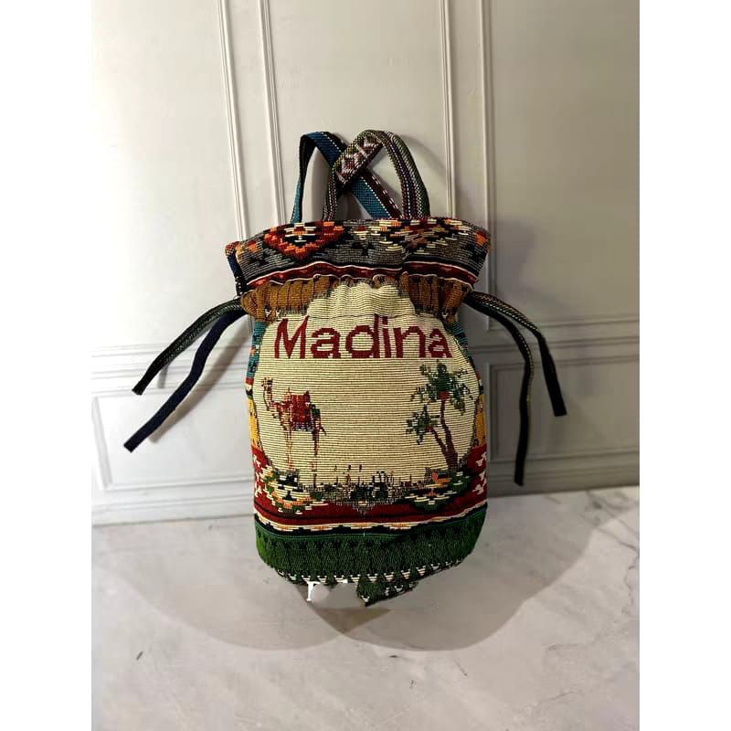 Handbag kanvas serut makkah edition // tas serut kanvas oleh oleh jawa timur // tas arab saudia // o
