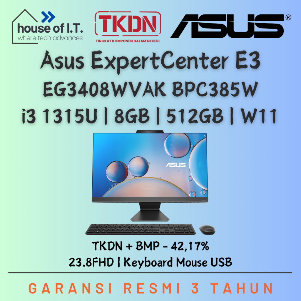 AIO ASUS TKDN i3 EG3408WVAK-BPC385W ExpertCenter E3 - Asus AIO TKDN i3 - ASUS ExpertCenter E3 EG3408