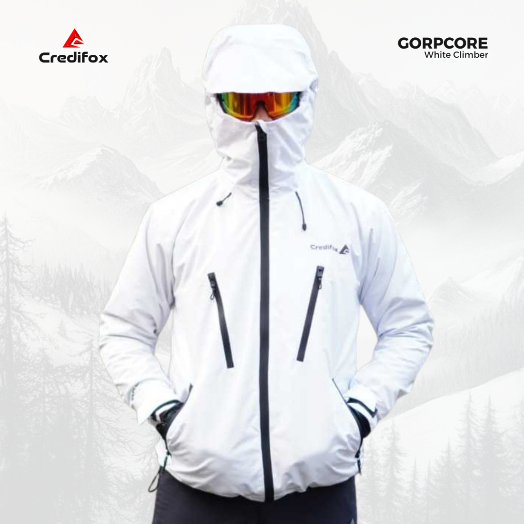CREDIFOX Jaket Gunung Gorpcore Seri CLIMBER Putih Bahan Taslan JN Premium - Gorpcore Jacket