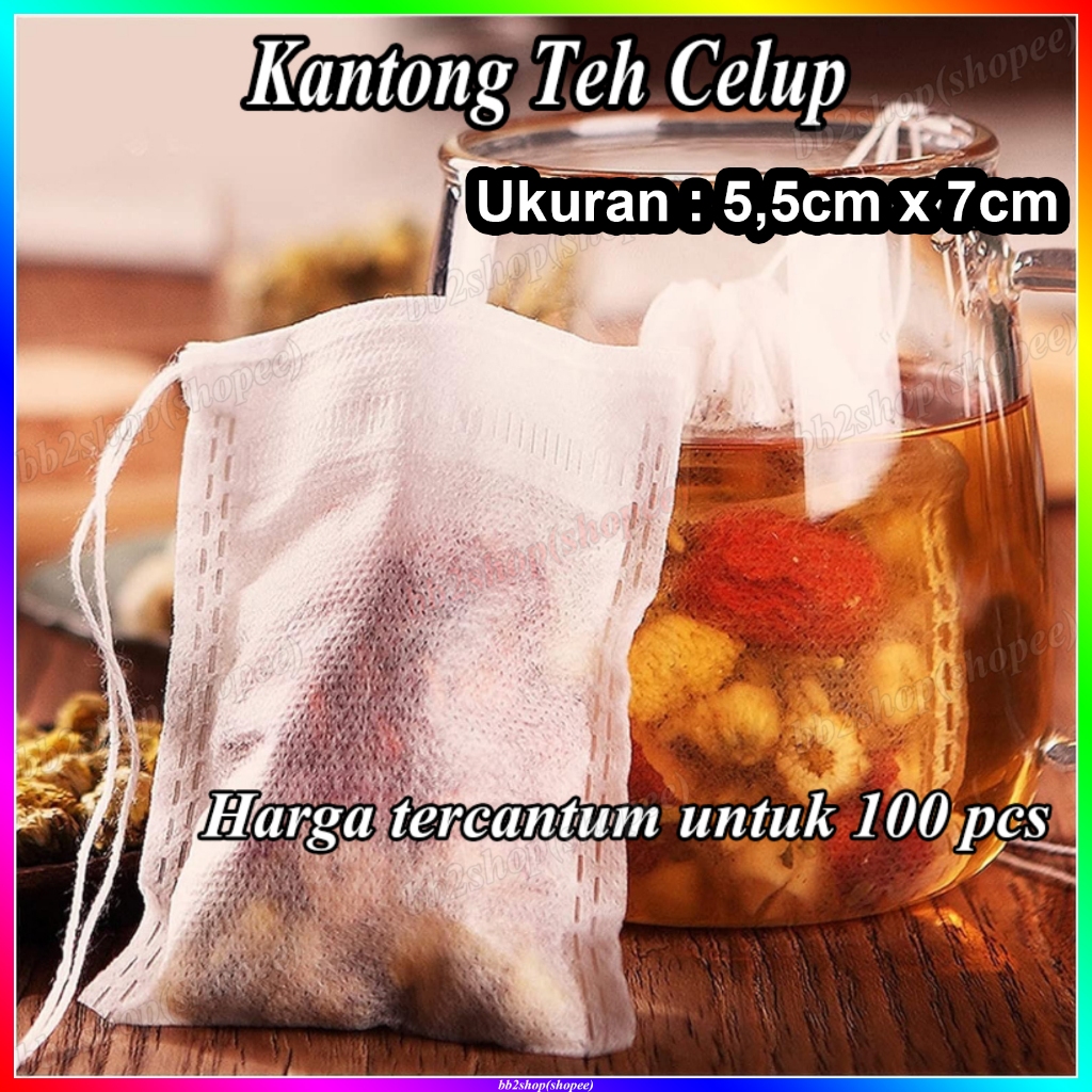 

Kantong Teh Celup Kosong Tea Bag Bags Kantung Paper Kertas Rempah Kopi Filter Penyaring Seduh Air Teabag