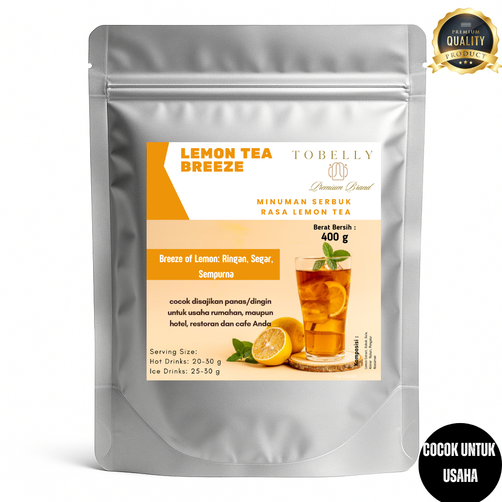 

Bubuk Minuman Lemon Tea Breeze – Powder Lemon Tea Siap Seduh 400 g | Segar & Alami Tobelly