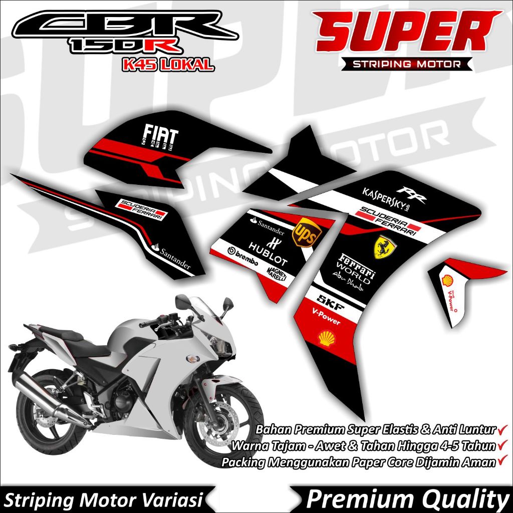 Stiker CBR K45 Lokal Anti Luntur keren Striping CBR K45 Lokal Striping Honda CBR K45 Lokal Ferrari