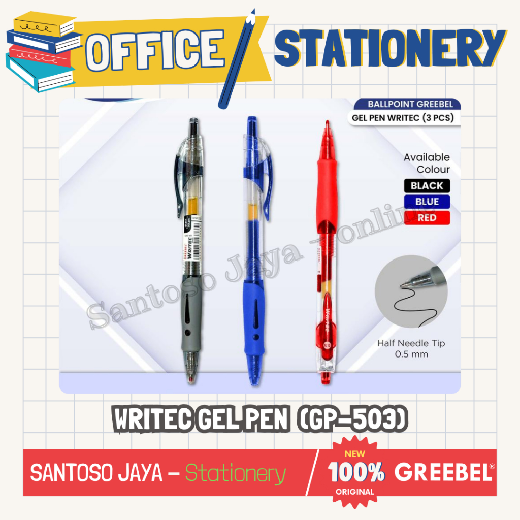 

Bolpen - Pulpen WRITEC GREEBEL - GREEBEL WRITEC Gel Pen 0.5 mm - GP-503