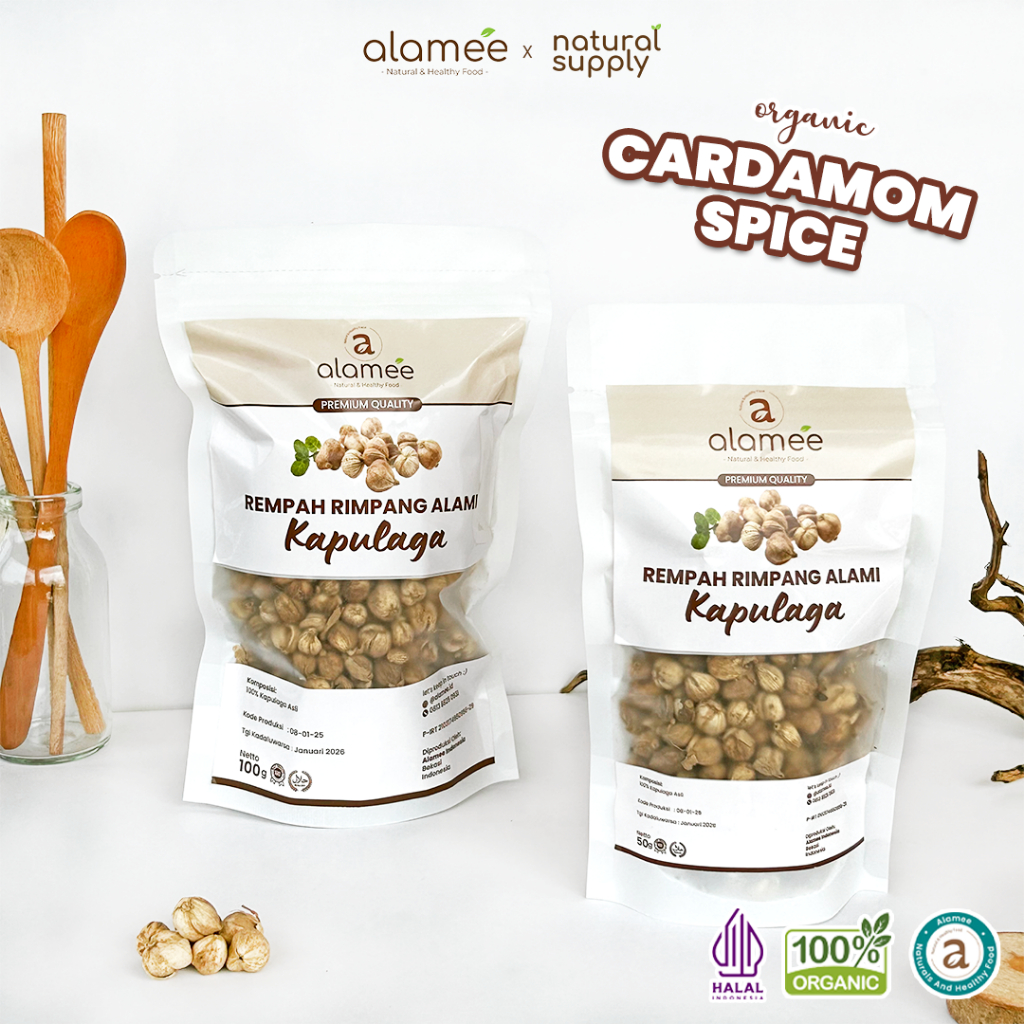 

ALAMEE Kapulaga Kering Lokal Cardamom Kapolaga Kapol Rempah Organik Bumbu Seasoning Masakan 100gr