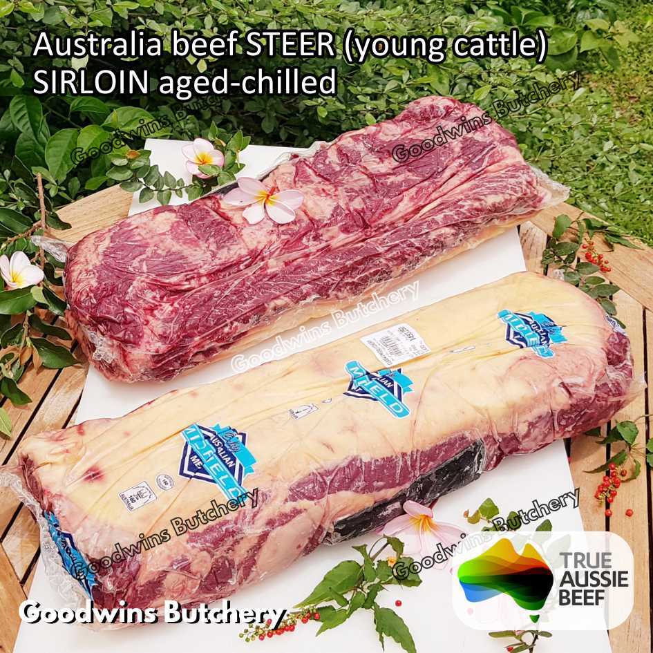 

5kg beef SIRLOIN AGED-CHILLED Australia STEER (young cattle) whole cuts Striploin NewYork strip daging sapi import has luar