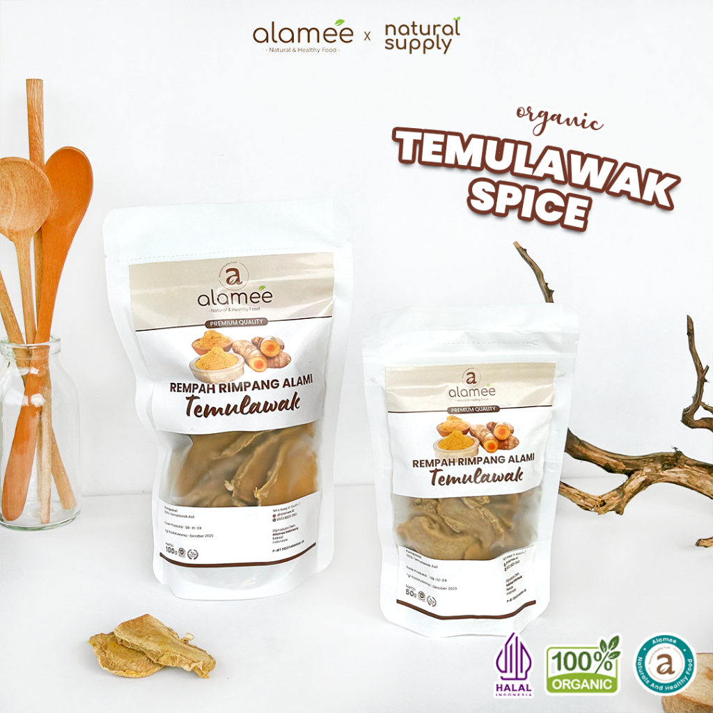 

ALAMEE Temulawak Kering Dried Curcuma Iris Rempah Organik Temu Lawak Bumbu Masakan Seasoning 100g