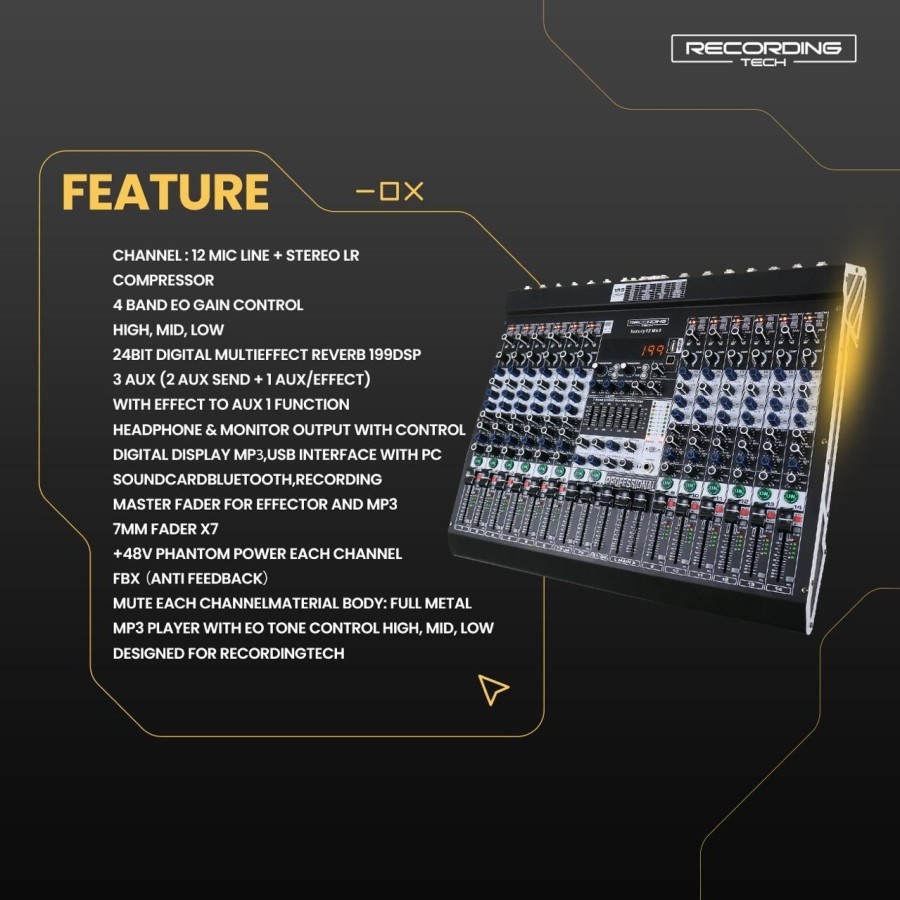 RECORDING TECH LUXURY 12 MK2 | Luxury12 MK2 Professional Channel Audio Mixer