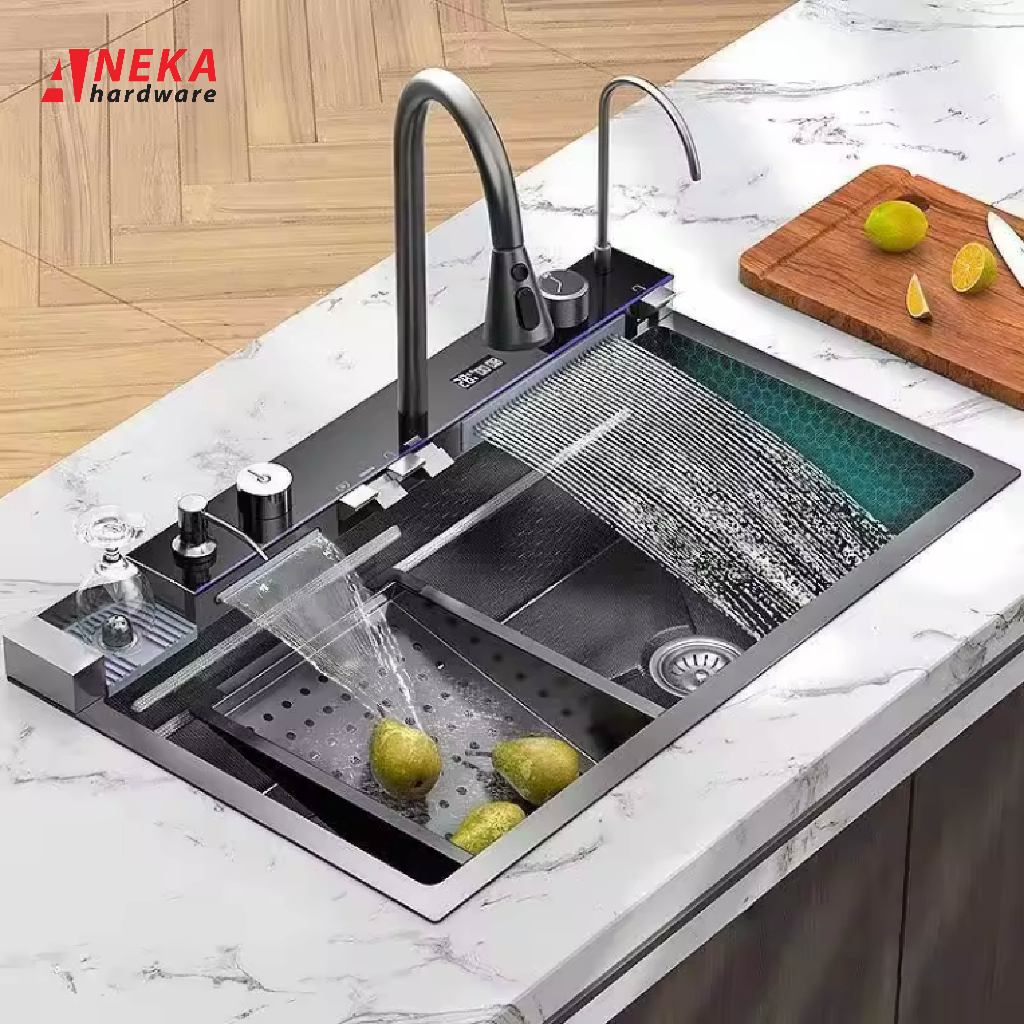 Sink Paket Kran Angsa Dapur 1 Lubang - Stainless Steel Food Grade - Tempat Cuci Piring Tahan Lama
