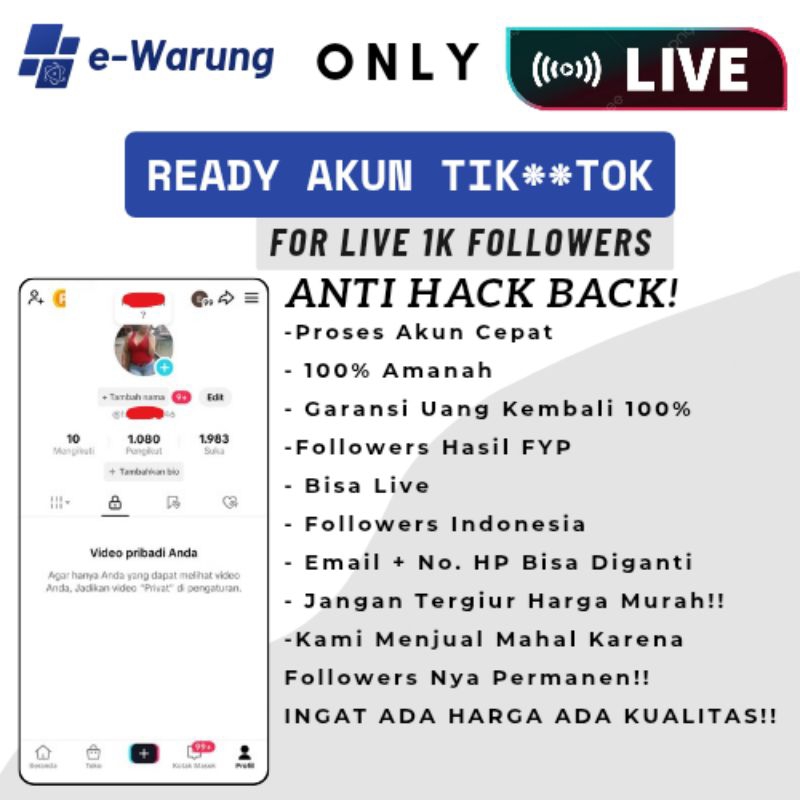 Jual Akun Tiktok Live Followers Indo Hasil FYP