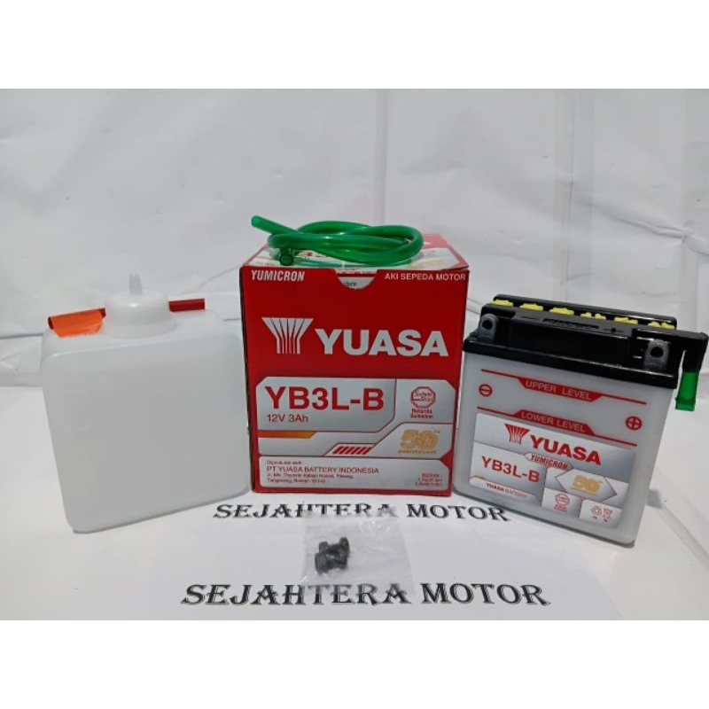 Baterai Aki BASAH asli YUASA YB3L-BBA untuk motor YAMAHA RX-KING