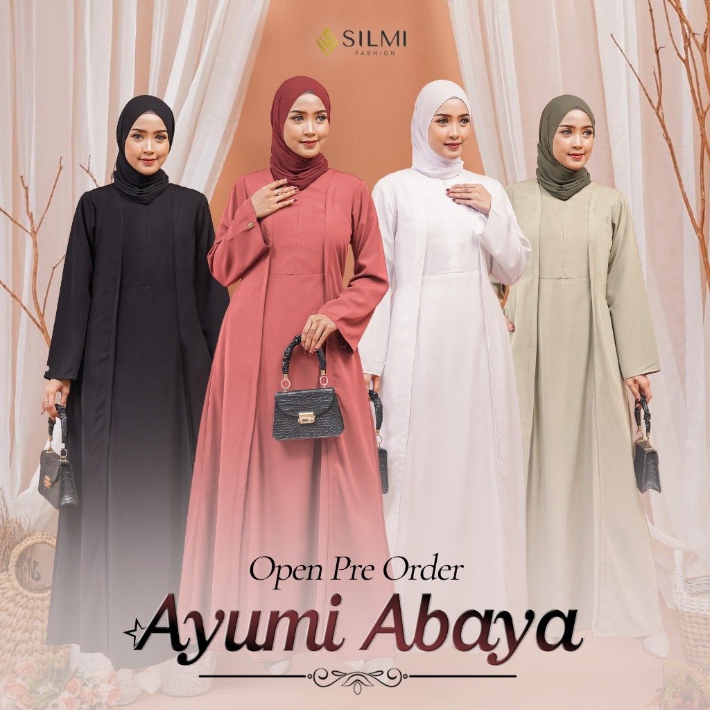GAMIS SILMI ABAYA AYUMI SERAGAM UMROH HAJI HITAM PUTIH POLOS SERAGAM PENGAJIAN POLOS