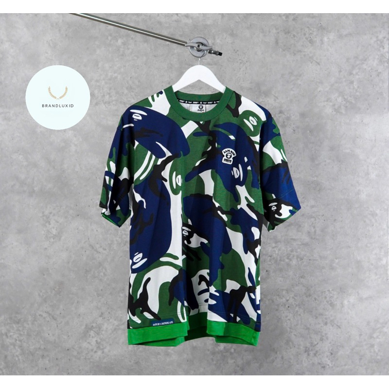 Aape by A Bathing Ape Now Camo Multi White Blue Tshirt in Green (unisex)