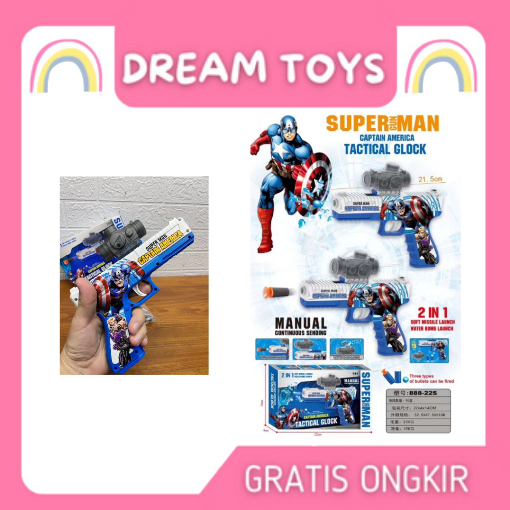 Mainan Water Gel Pistol Soft JQ-810 Elastic Bullet, Busa Karet,Tembakan Air Blaster Gun Mainan Anak 