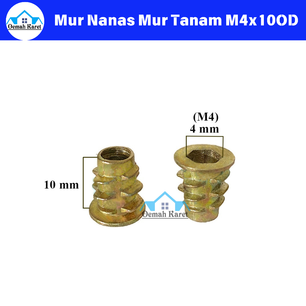 Mur Nanas Mur Tanam M4x10 OD