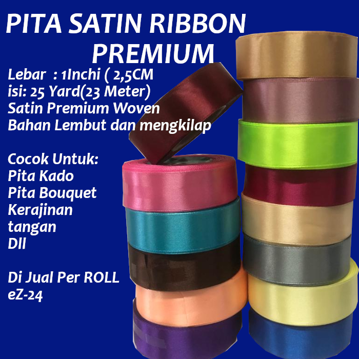 

Pita Satin Ribbon Pita Kado Lebar 1 Inch / 2,5CM Premium