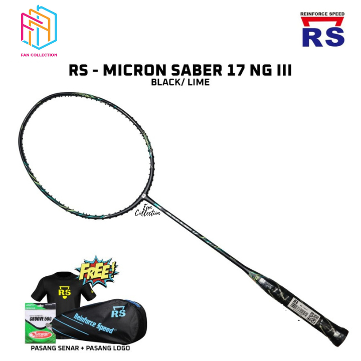 Raket Badminton RS Reinforce Speed Micron Saber 17 NG III Black Lime