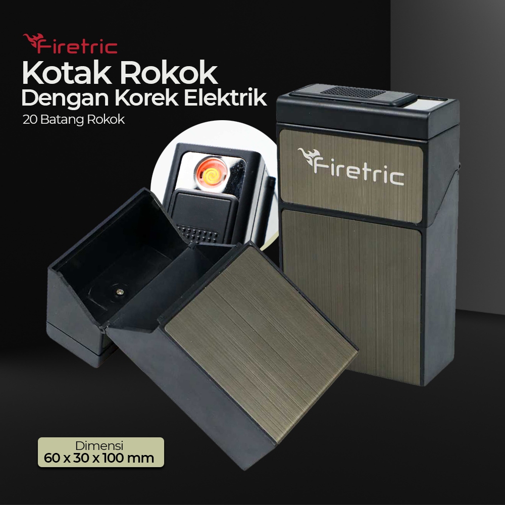 Firetric Kotak Rokok 20 Slot dengan Korek Elektrik Pyrotechnic