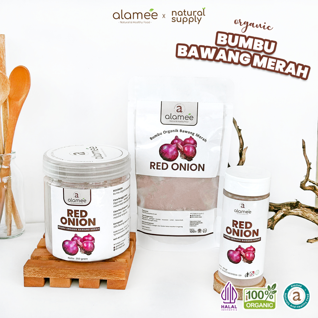 

ALAMEE Bawang Merah Bubuk Red Onion Powder Bumbu Dapur Organik Masak Tanpa Campuran 250g
