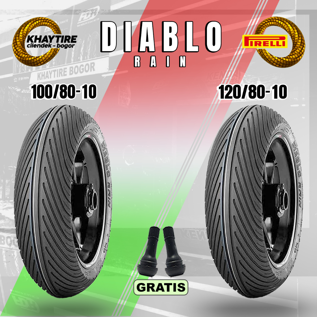 Paket Ban Motor SPORT PIRELLI DIABLO RAIN 100/80 & 120/80 Ring 10 Tubeless