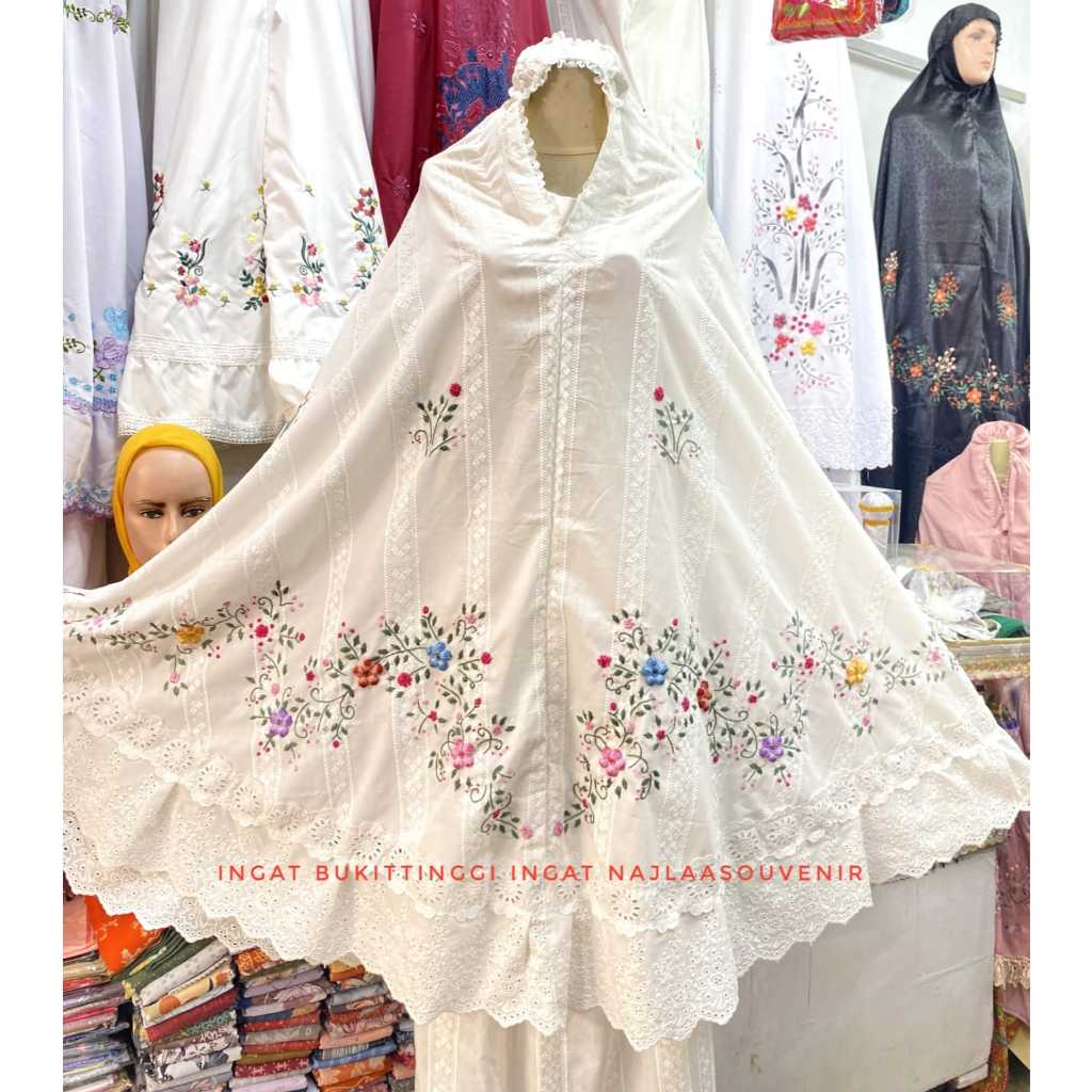 MUKENA BORDIR SULAM TIMBUL BUKITTINGGI/MUKENA KATUN PARIS KHAS BUKITTINGGI/MUKENA BORDIR SULAM BUKIT