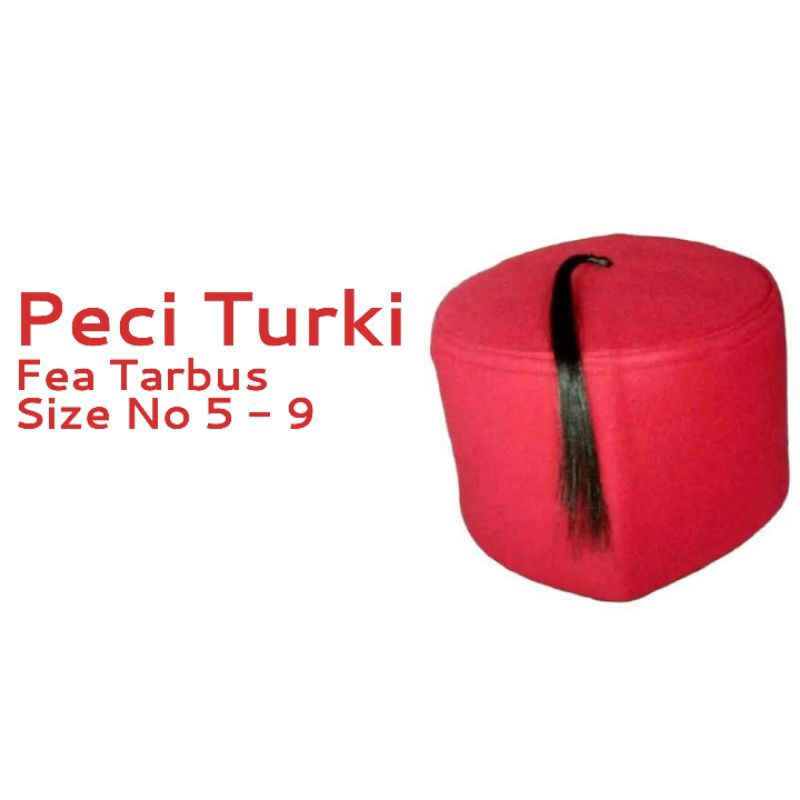 Kopiah Sufi Turki Fea Tarbus Khas Turki Nomor 5,6,7,8,9 Tinggi 9 CM