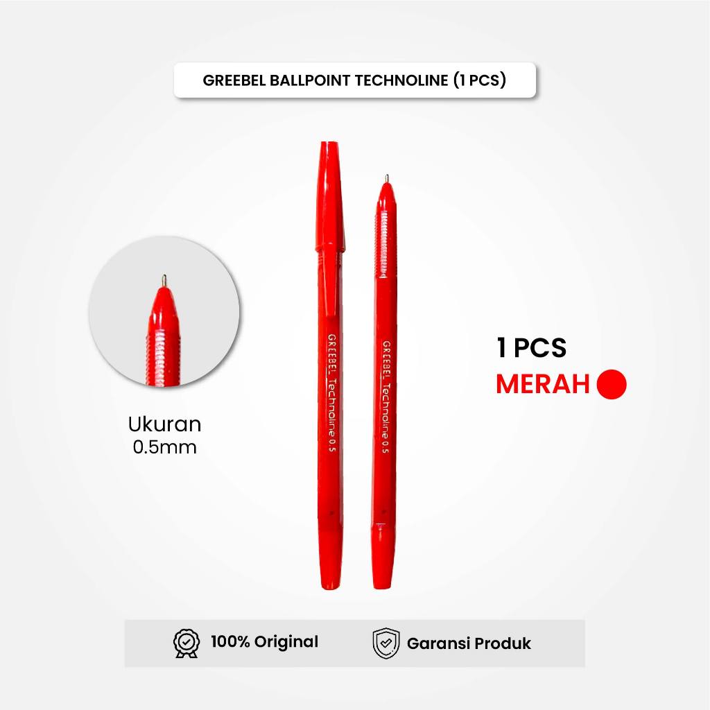 

Bolpen Pulpen Greebel / Technoline Tinta Merah 0.5 ( 1PCS) / Ballpen Ballpoint Pena Gel