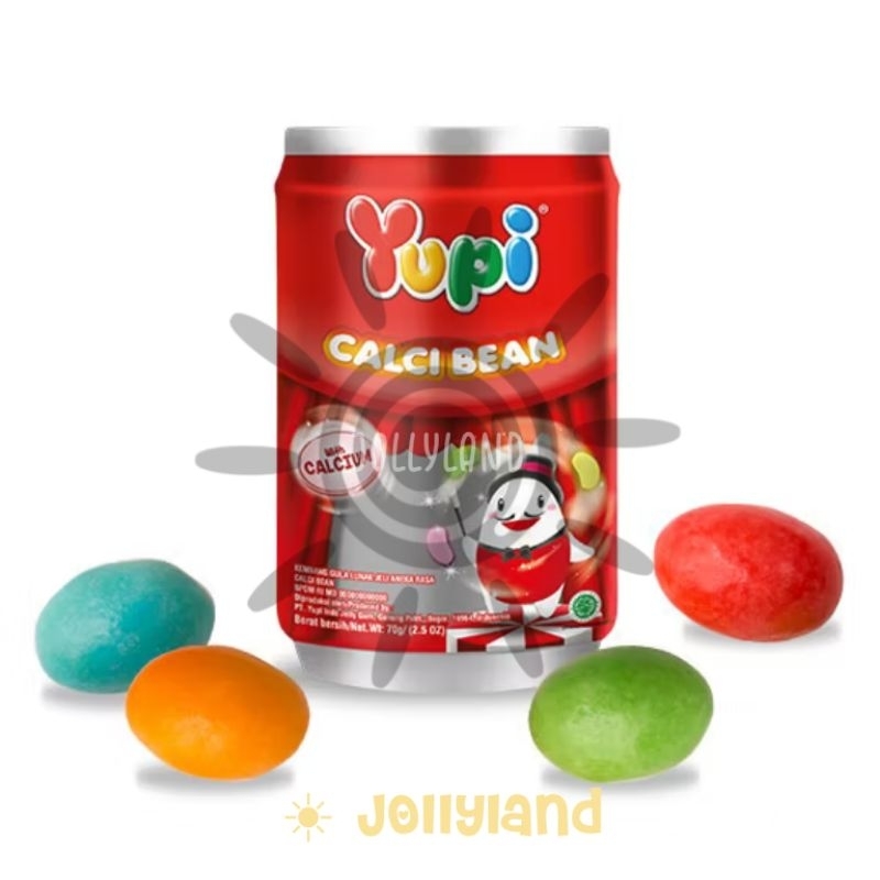 

Yupi Calci Bean Real Calcium Permen Lunak Anak Jelly Bean Dengan Kalsium Botol 70g