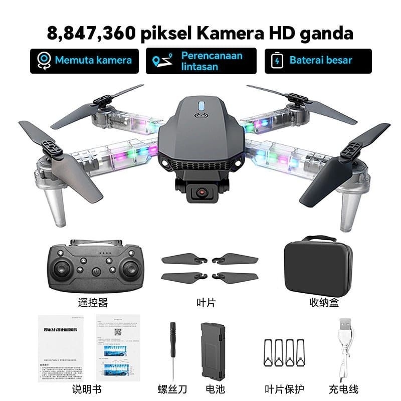 Drone Dengan Dual Kamera HD Drone WiFi FPV Kamera Drone 4K Kamera HD Posisi Visual Tanpa Dus