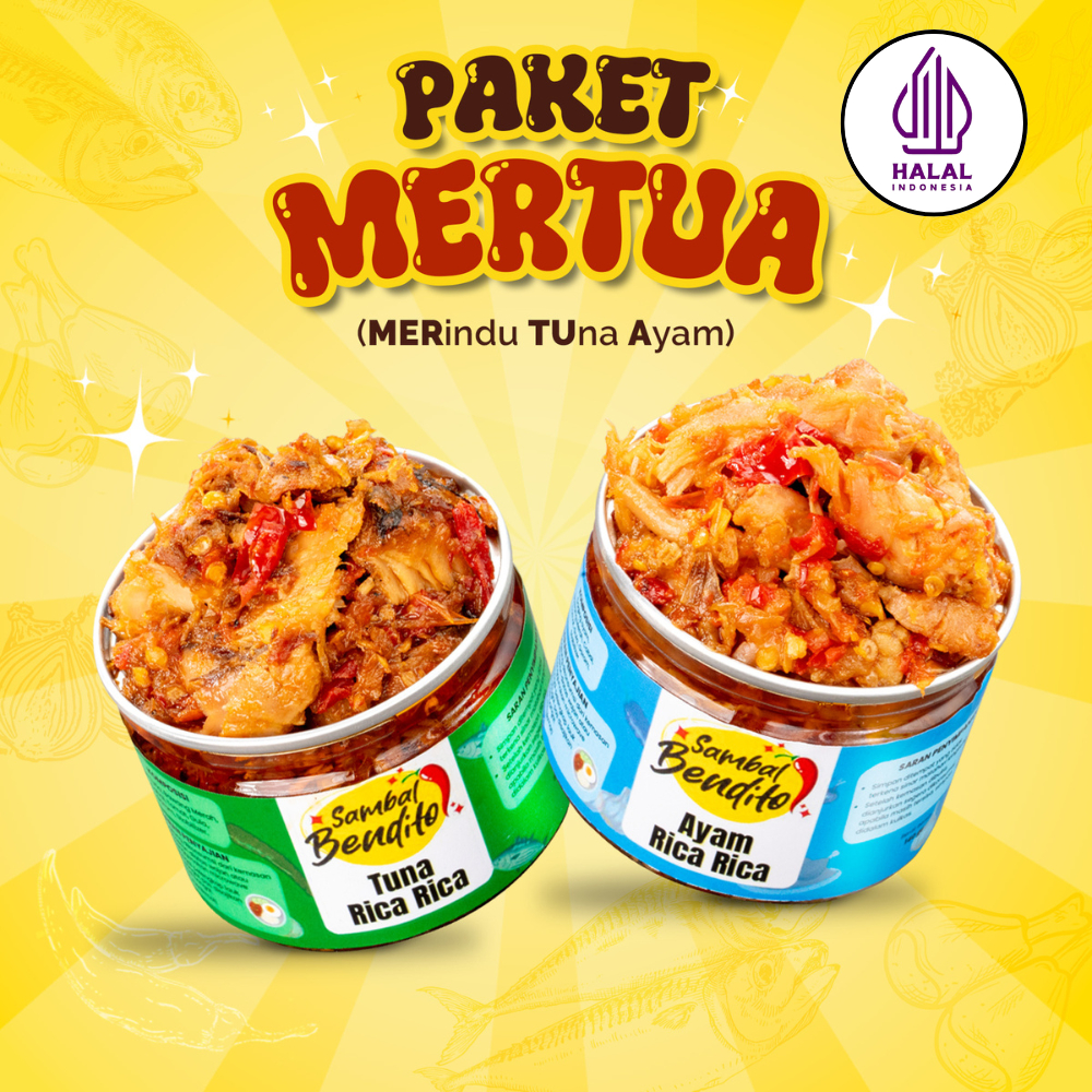 

BENDITO Paket Mertua Sambal Ayam Suwir Tuna Asap Pedas Goreng Bakar Rica Halal Homemade