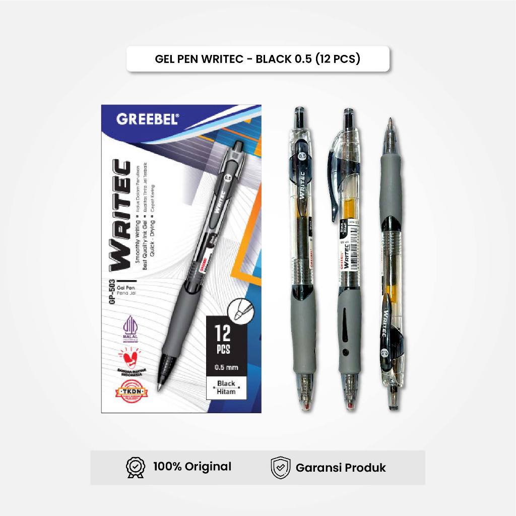 

GREEBEL Gel Pen Pulpen Pena GP-503 (12PCS\SET) Writec 0.5 Hitam / Pulpen Gel Murah Grosir